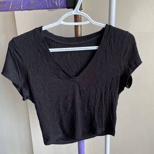 Ribbed Black Crop Top